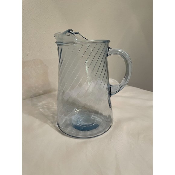 Vintage Blue Swirl Glass Pitcher - Picture 4 of 7